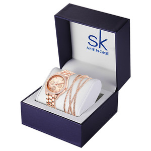 Nuevo Set de Reloj y Brazalete de Oro Rosa para Mujer al por Mayor, Reloj de Cuarzo de Acero Inoxidable con Brazalete de Diamantes de Imitación en Capas, Set en Caja de Regalo - Product Image 5