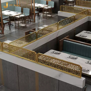 C408 Light Luxury Custom-Made Stainless Steel Partitions Ridded Glass <b>Screen</b> divider for Modern Restaurant Booth Seat - Product Image 5