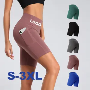 Short de Fitness pour femmes, vêtements de sport, serré, taille haute, rehausseur de hanche, pantalon court avec poches, pour filles Sexy de Yoga, nouvelle collection