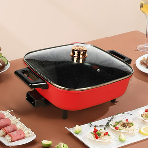 Nouvelle conception, poêle électrique multifonction carrée de 1500 watts avec revêtement antiadhésif, pot de cuisson électrique, marmite électrique avec couvercle en verre - Product Image 6
