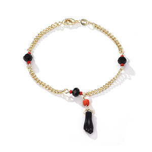 CM Joyería de Oro de 14K al por Mayor Pulsera de Azabache, Mal de Ojo, Mano Figa, Ojo de Cábala, Amuleto de Buena Suerte, Personalizable de Latón para Niños y Niñas - Product Image 3