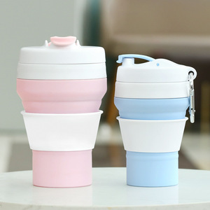New Design Reusable Foldable <b>Silicone</b> Rubber Drinking Coffee Cup Collapsible With Lid - Product Image 1