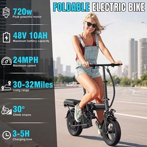Mini vélo électrique pour adultes 720W Brushless, vélo électrique pliable avec batterie au lithium <span class=keywords><strong>500WH</strong></span>, panier arrière, design stable - Product Image 2