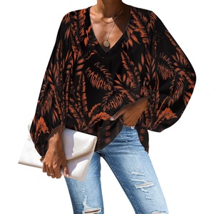 Tunica Estiva da <span class=keywords><strong>Donna</strong></span> con Stampa Tapa Polinesiana, <span class=keywords><strong>Camicia</strong></span> a Maniche Lunghe Plus Size, Blusa Floreale Ampia e Fluida per <span class=keywords><strong>Donna</strong></span> alla Moda - Product Image 3