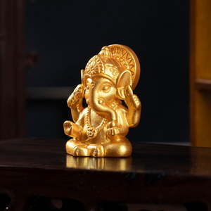 Statue de Ganesha Dorée en Gros, Figurines de Dieux Hindous, Miniatures de Dieux Indiens pour Aménagement Paysager, Cadeau pour Enfants, Pendentif, Accessoire de Décoration - Product Image 2