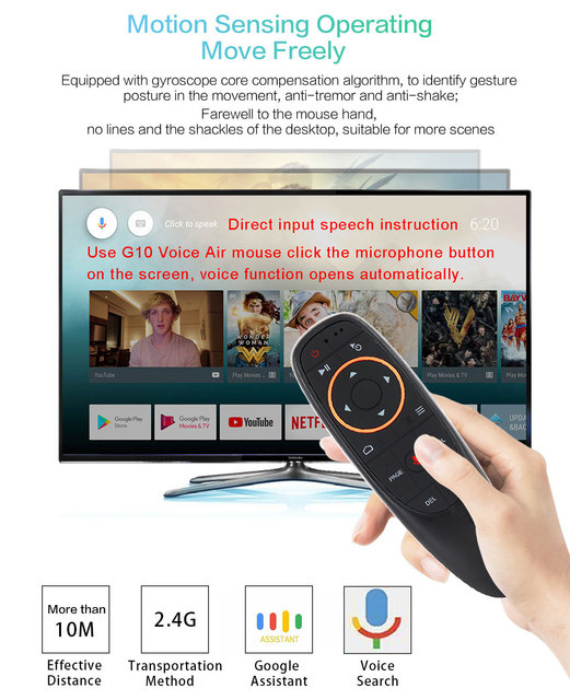 G10 Air Mouse Remote Control Fixed Code 2.4g Wireless for Fire TV Box G10S Airmouse with Voice Support