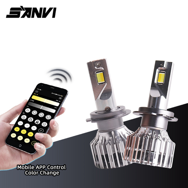 Sanvi V5PRO 10w Led Headlight Bulb App Control 3000k 6000k H4 H7 H11 9005 9006 Car Led Light 70w App New