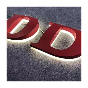 Office Wall Commercial Sign Backlit Stainless Steel Metal Signage 3d Luminous Letter Led Signboard