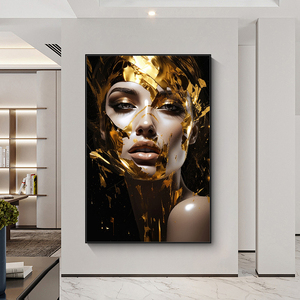 <span class=keywords><strong>Peinture</strong></span> abstraite florale, <span class=keywords><strong>portrait</strong></span> <span class=keywords><strong>de</strong></span> <span class=keywords><strong>femme</strong></span> noire sur toile, affiche murale pour décoration <span class=keywords><strong>de</strong></span> salon, peintures en cristal - Product Image 5