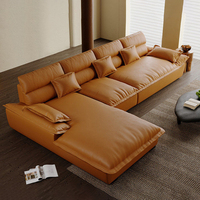 Weiche Hochlehner L-förmige Cloud-Sofas Luxuriöses Modernes Wohnzimmer L-Form Sofa-Set Breite Sitzfläche Cremeweiß Stoff Lounge-Sofa