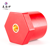 JYZ14 Isolateur de support de barre omnibus hexagonal rouge BMC, isolateur thermofixe avec insert en laiton fileté M8, pour armoire industrielle, ÉCHANTILLON GRATUIT