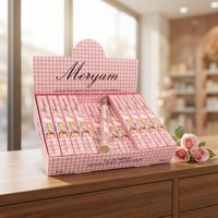 Vaporisateur de parfum de voyage pour femme, flacon fin, rose et blanc à carreaux, boîte de présentation, intérieur en bois, style durable