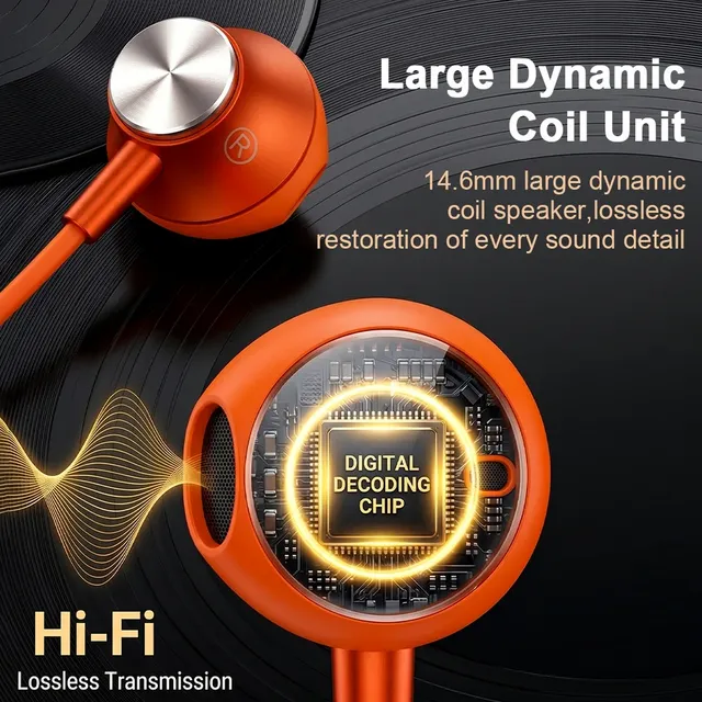 Wired Headphones In-Ear Active Noise-Cancellation HiFi Surround Sound USB Type-C 35mm Earphone for iPhone 17 Pro Max