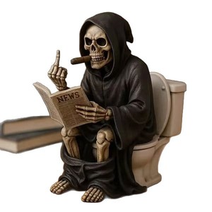 Nouvelle Statue de la Mort en Résine, Design Doigt d'Honneur, Décoration d'Halloween, Petit Cadeau Américain, pour le Marché International - Product Image 1