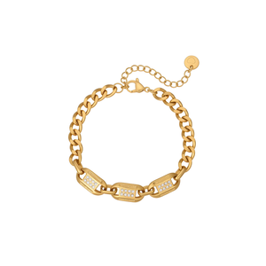 Pulsera de titanio y acero de lujo de nuevo estilo con cadena con diamantes incrustados - accesorio elegante que no pierde el color - Product Image 6