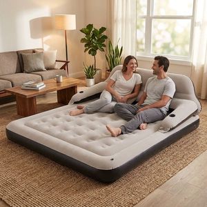 <span class=keywords><strong>Matelas</strong></span> pneumatique double avec dossier, pompe intégrée, PVC floqué, 193x137x71cm, pliable, alimentation USB Type-C, pour le camping et la maison - Product Image 4