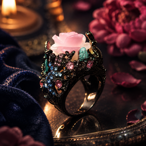 Anello Creativo Vintage con Motivo di Rose e Peonie Colorate, Anello a Forma di Lucertola - Product Image 3