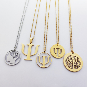 Collier psychologie 316L en acier inoxydable, bijou symbole Psi psychique, cadeau délicat pour psychologue, bijoux en acier - Product Image 6