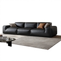Italienisches Minimalistisches Echtleder-Luxussofa mit Liegefunktion für Moderne Minimalistische Wohnzimmer und Große Häuser/Villen