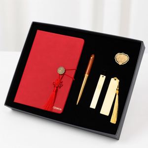 PU Leather Notebook Set with Wooden Pen Stand and Metal <b>Bookmark</b> Ideal for Bank and Insurance Gifts - Product Image 1