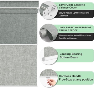 Stores à double rouleau sans fil sur mesure en <span class=keywords><strong>lin</strong></span> <span class=keywords><strong>gris</strong></span>, occultants et filtrants la lumière, jour et nuit, pour la maison et le bureau - Product Image 4