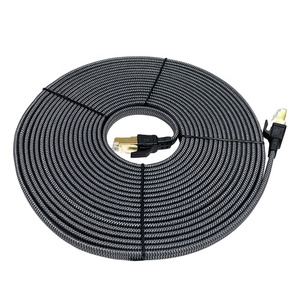สายอินเทอร์เน็ตแบบมีปลอกหุ้ม PVC สำหรับภายนอกอาคาร Cat8 rj45 สายอีเธอร์เน็ตแบบแบน สีดำ สีเทา แบบถัก 40Gbps 2000MHz STP ทองแดงบริสุทธิ์ 30AWG - Product Image 6