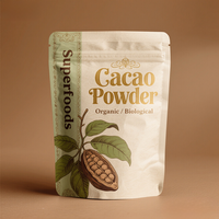 Pochette debout en feuille d'aluminium de qualité alimentaire imprimée sur mesure sac d'emballage en mylar de poudre de cacao alimentaire séché mat avec fermeture éclair