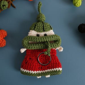 Porte-clés super mignon en forme de bouche de saucisse, tissé à la main, en <span class=keywords><strong>laine</strong></span> crochetée, avec housse de clé rétractable, sac miniature artisanal à grande bouche - Product Image 6