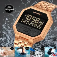 SKMEI 2350 Jam Tangan Digital LED Mewah untuk Pria Olahraga Elektronik Tahan Air Tampilan Digital Jam Tangan Pria Penghitung Waktu Mundur Reloj Hombre