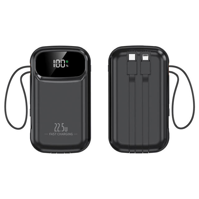 High 20000mAh 22.5W Wireless Charging Fast Charging Aluminum Alloy and ABS Power Bank Built-in Two Cables