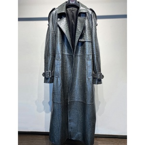 2025 autunno Trench giacca di <span class=keywords><strong>pelle</strong></span> lunga argento serpente modello di <span class=keywords><strong>pelle</strong></span> giacche di <span class=keywords><strong>pelle</strong></span> naturale da <span class=keywords><strong>donna</strong></span> in <span class=keywords><strong>pelle</strong></span> di montone - Product Image 1