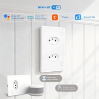 Prise murale intelligente brésilienne en verre blanc avec interrupteur intégré, module double prise AC100-240V 16A, noir