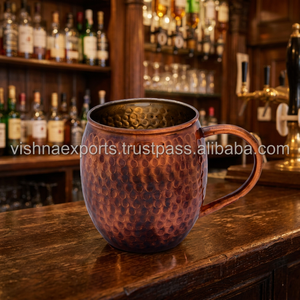 Taza de Cobre Martillada Antigua de 16 oz con Diseño Moderno de Asa, Taza de Cerveza Ecológica, Termo Aislado al Vacío - Product Image 3