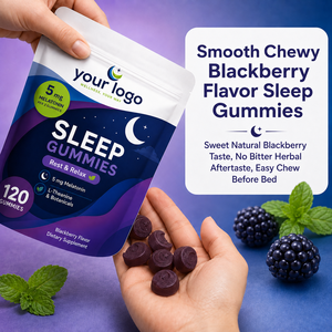Gomitas para Dormir de Gran Capacidad ODM/OEM, Favorecen un Sueño Profundo y Reparador, Mezcla de Melatonina, L-Teanina y Plantas, 120 Gomitas de Mora para Dormir - Product Image 6