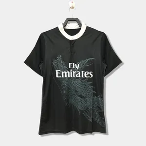 Camisa de futebol unissex preta com estampa digital para adultos, camisa de futebol de manga curta, 14-15