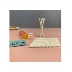 3.2x76mm de qualité Alimentaire kraft blanc sucette bâton de papier en vrac