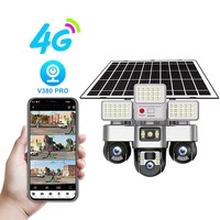 Cámara Solar de 4MP con Iluminación LED, Tres Pantallas, 4G, SIM, Seguridad, CCTV Solar, Monitor Inalámbrico, Cámara IP, Control Remoto, Aplicación V380
