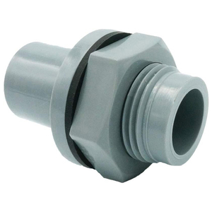 Through-Panel Piping Bulkhead <b>Socket</b> Industrial Threaded Straight Pipe Fittings 13A PVC No gasket included - Product Image 1