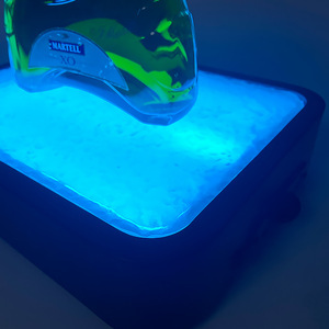 Soporte para vino iluminado con LED, bandeja cuadrada azul hielo para bar, fiesta, diseño moderno - Product Image 3
