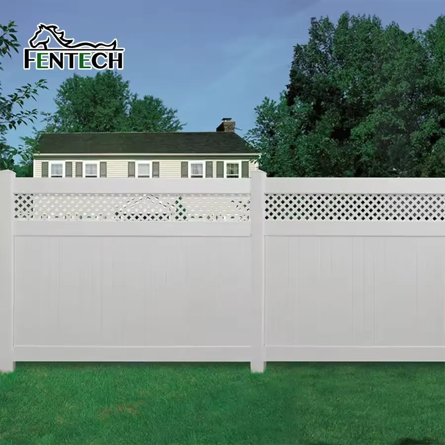 Painel de cerca para piscina de jardim estilo privacidade em PVC de vinil branco Fentech exterior 6*8 pés