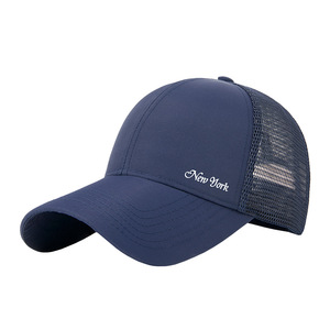 Casquette de baseball pour homme en nylon respirant avec protection solaire, visière bec de canard, couleur unie, inscription New York - Product Image 1