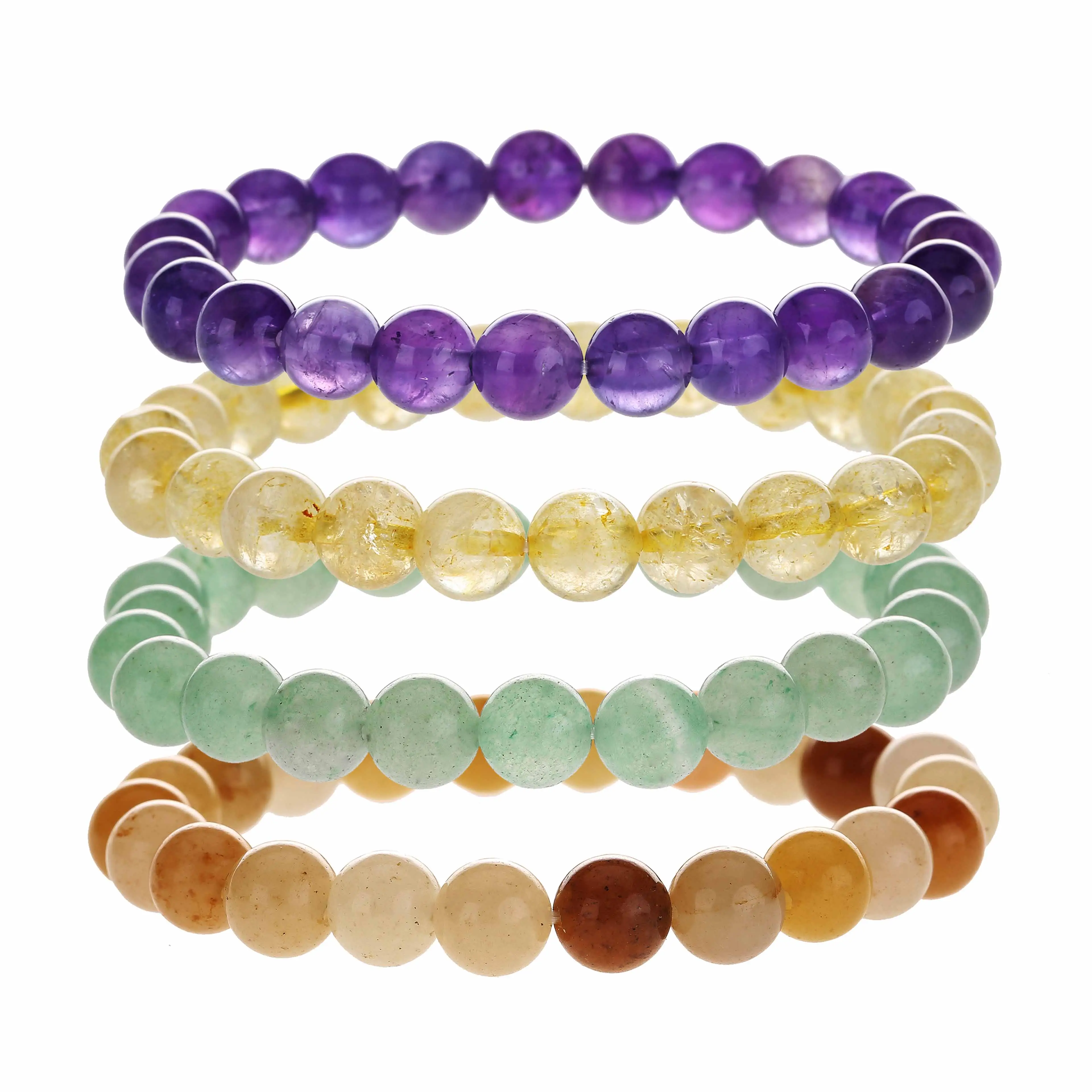 Pulsera de piedras preciosas naturales para mujer, brazaletes elásticos con dijes personalizados de 8mm, cuentas de piedras de cristal curativas de 7 Chakras