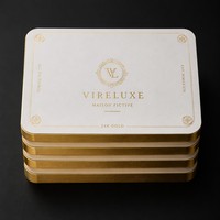 Carte de visite de luxe personnalisée Sunto en papier épais avec bord doré, estampage à chaud en relief profond et dorure 24 carats |   800 g/m² Triple couche BC-15