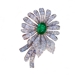 DIY 多目的 18K 天然エメラルド ダイヤモンド ブローチ 鮮やかな緑色の宝石ジュエリー 女性の高級ウェディングギフト パーティー - Product Image 1