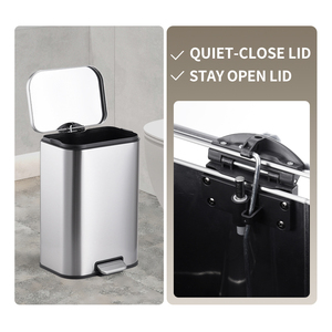 Contenedores de Basura Antiolor de 12L/30L/50L, Cubo de Basura Rectangular de Acero Inoxidable con Pedal para Cocina y Oficina - Product Image 4