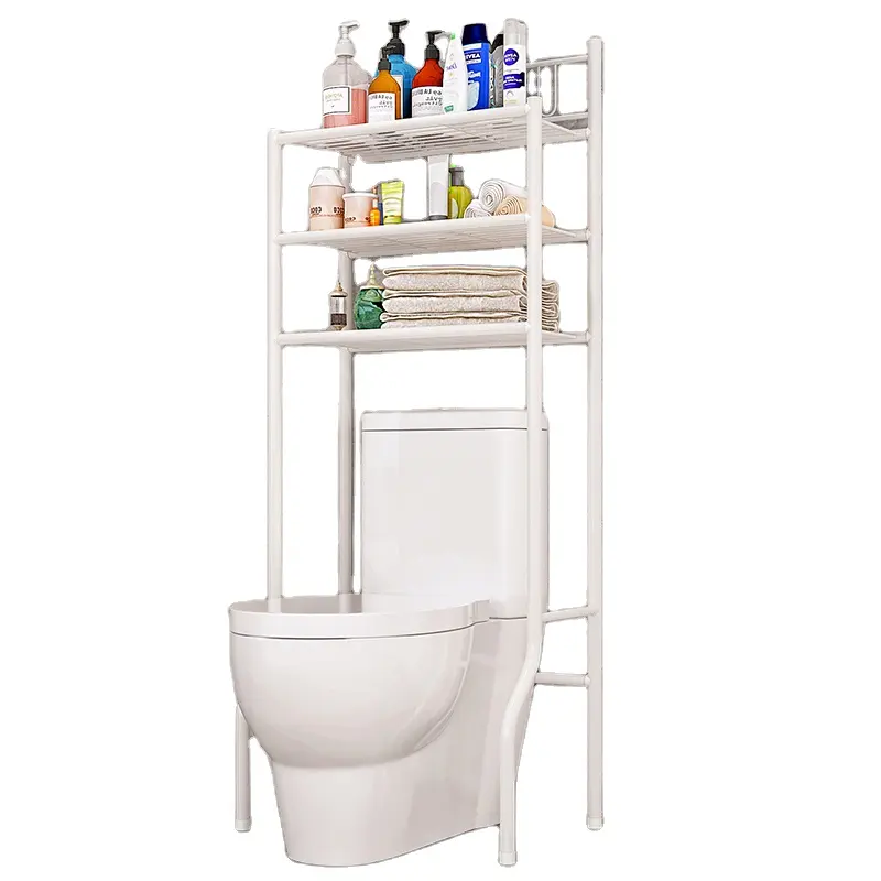 Wholesale folding Modern Metal 3 layer space saving bathroom organizer rack toilet rack shelf bathroom storage rack