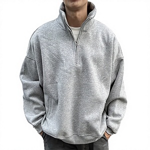 Vente en gros d'usine : Nouveaux pulls décontractés 100 % coton pour hommes, version coréenne tendance, simples et unis avec fermeture éclair - Product Image 3