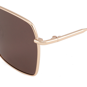 Gafas de sol rectangulares con montura completa, montura dorada, lentes marrones, unisex, 100% protección UV, para adultos - Product Image 4