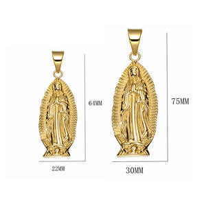 Colliers pendentifs en acier inoxydable résistant à la corrosion et à la ternissure, tendance vintage hip-hop, prière de la Vierge Marie, chrétien - Product Image 6