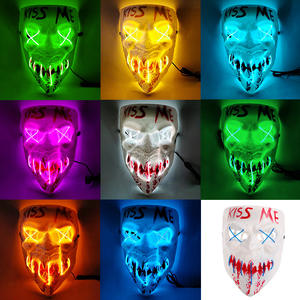 BAIGE LED Purge <span class=keywords><strong>Horreur</strong></span> Masque Halloween Adulte En Plastique Néon Embrassez-moi Fête Lumineux Visage <span class=keywords><strong>Thriller</strong></span> Trick Projet Prop - Product Image 2